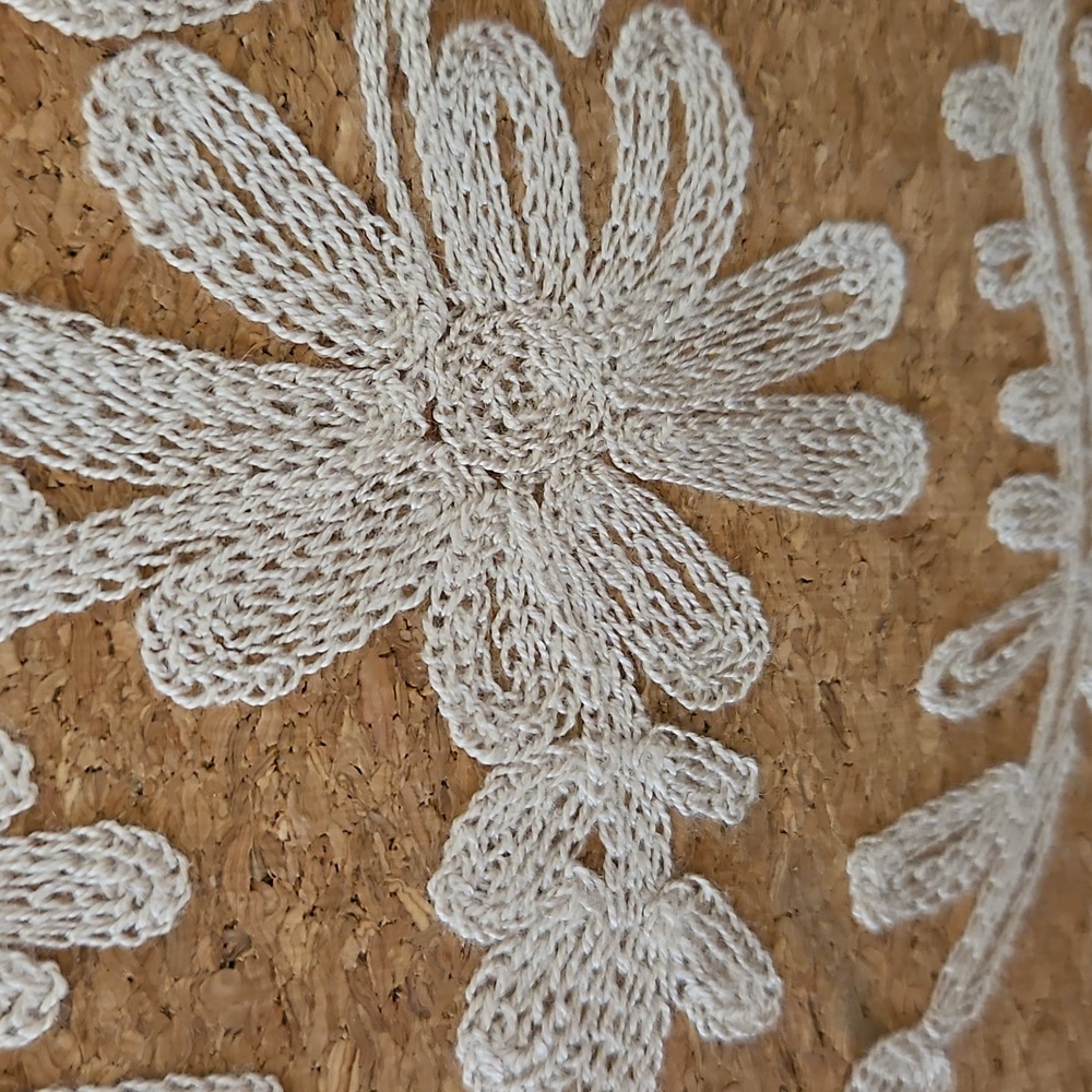 NWT HAUTE HIPPIE WHITE EMBROIDERED CLUTCH BEADED HANDLE CLUTCH - Picture 9 of 10